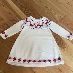 Hanna Andersson dear deer holiday girls sweater dress 2T